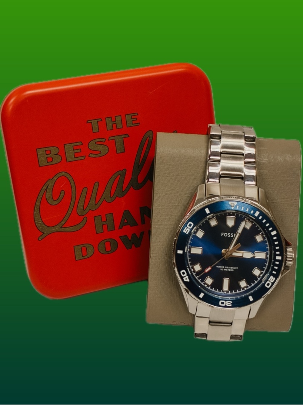 Fossil Blue Dial Stainless Steel Watch